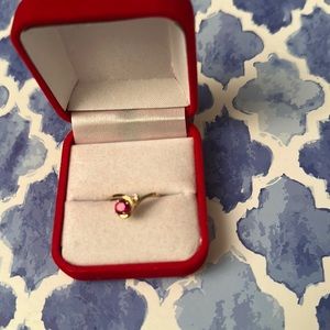 10k Gold Ruby Tiara Ring